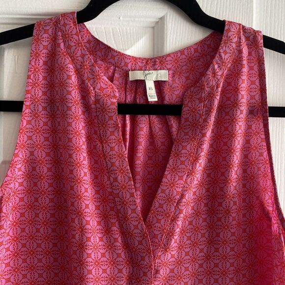 JOIE Women's Silk Pink Sleeveless Gemoetric Blouse Spring Top Feminine Tunic - Picture 2 of 8